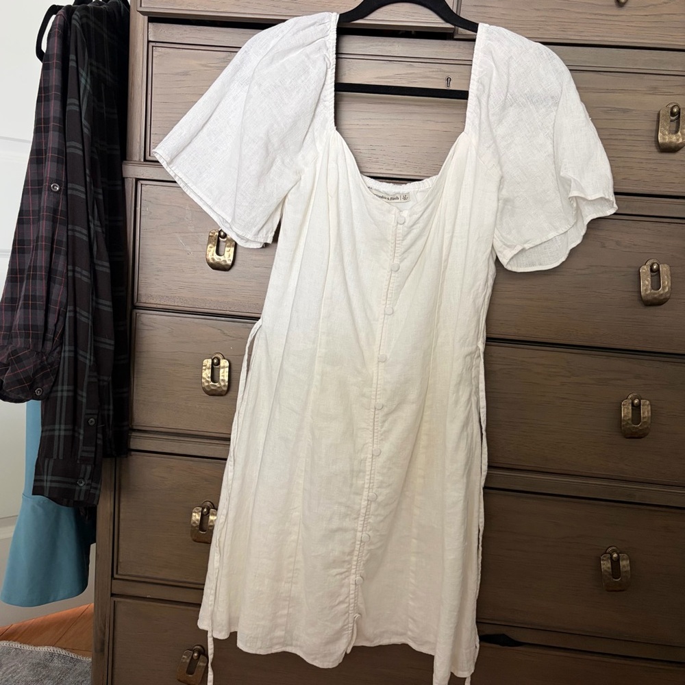 Abercrombie & Fitch Linen-Blend Button-Through Mini Dress LT - Picture 5 of 8